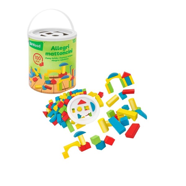 Cubo Bloques De Madera 100 Uds