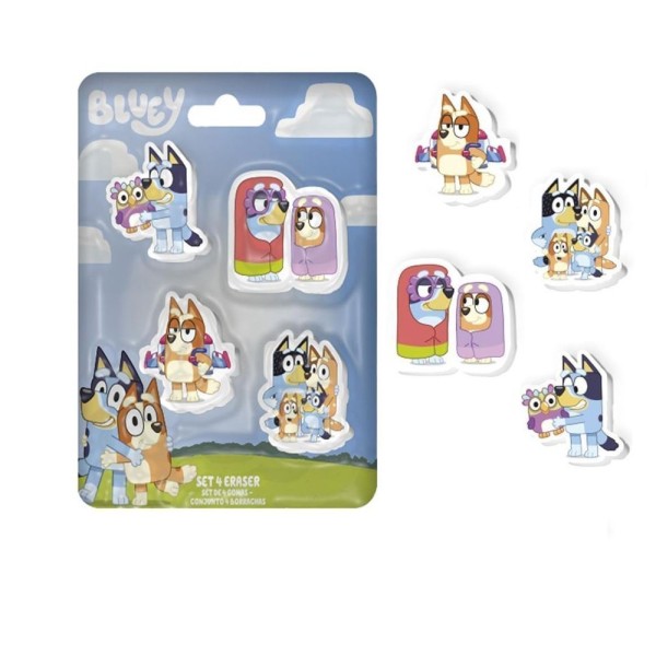 Bluey Set De 4 Gomas De Borra