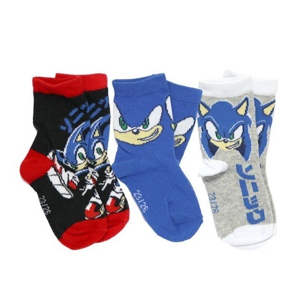 Sonic Pack 3 Calcetines Para Ninos