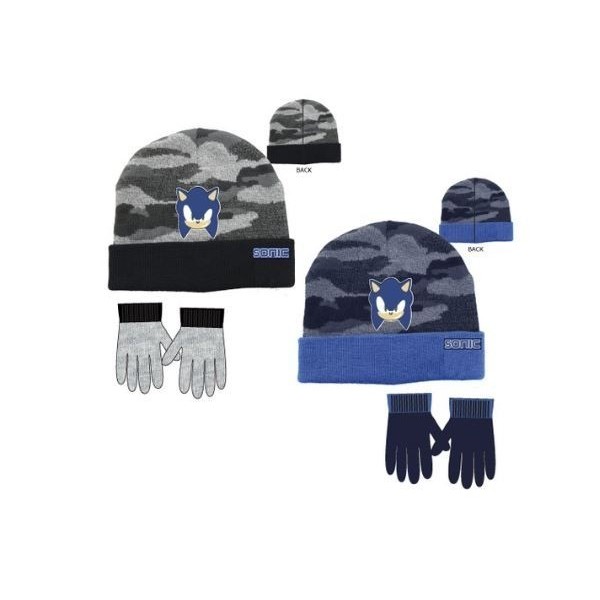 Sonic Set Gorro Con Guantes