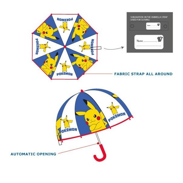 Pokemon Paraguas Transparente Automatico 46Cm