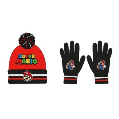 Super Mario Set 2 Gorro Ponpon +Guantes
