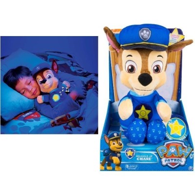 Paw Patrol - Snuggle Up Chase – Peluche Interactivo Con Luz Y Sonidos (Frases En Inglés) | Juguete Oficial Para Dormir