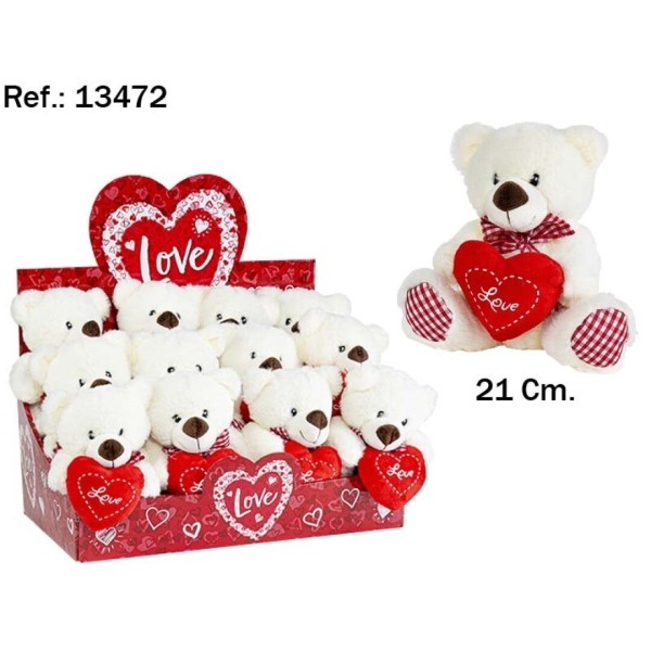 Oso Peluche Vichy Corazon Love 21Cm.