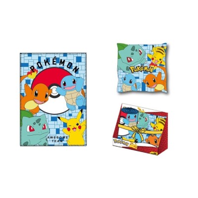 Pokemon Set Manta Polar 100*140 Con Cojin 35*35