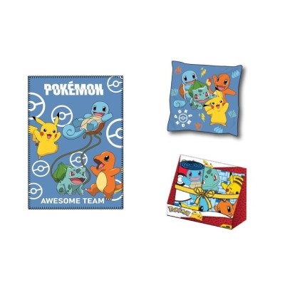 Pokemon Set Manta Polar 100*140 Con Cojin 35*35