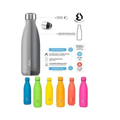Botella Termica Inox 500Ml Fluor Surtido 6 Colores