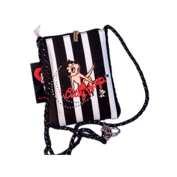 Betty Boop Bolsito Bandolera Ralla Blanco Negro Star