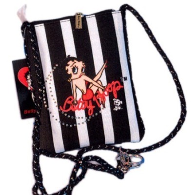 Betty Boop Bolsito Bandolera Ralla Blanco Negro Star