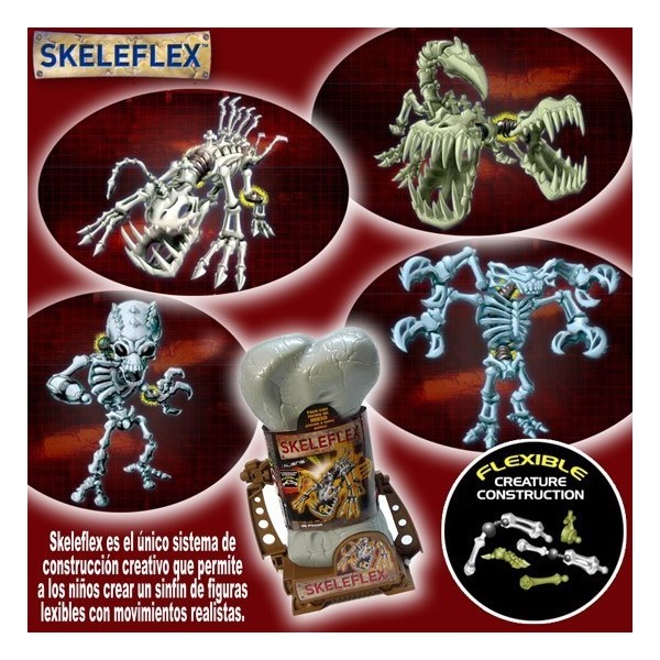 Skeleflex - Dinosaurios Pack Forma De Hueso 28Piezas Figura Montable Articulado 4Modelo Surtidos Bizak