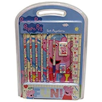 Peppa Pig, Set De Papelería Con Estuche De Metal Peppa Pig, Material Escolar Incluido, (Cyp Brands)