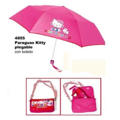 Hello Kitty Paraguas Tela Plegable Con Bolsito 45Cm