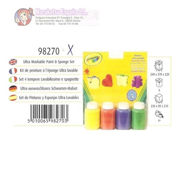 Set De Pinturas Y Esponjas Ultra Lavables