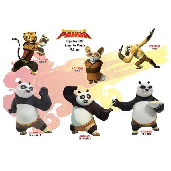Figura Pvc Kung Fu Pandpack 6 Modelo 10Cm