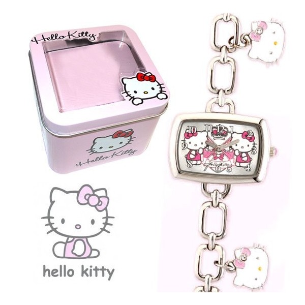 Hello Kitty Reloj Pulsera Cadena Metal (Bracelet)- Color Rosa