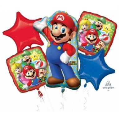 Globos B.Bouquet Super Mario 5Uds