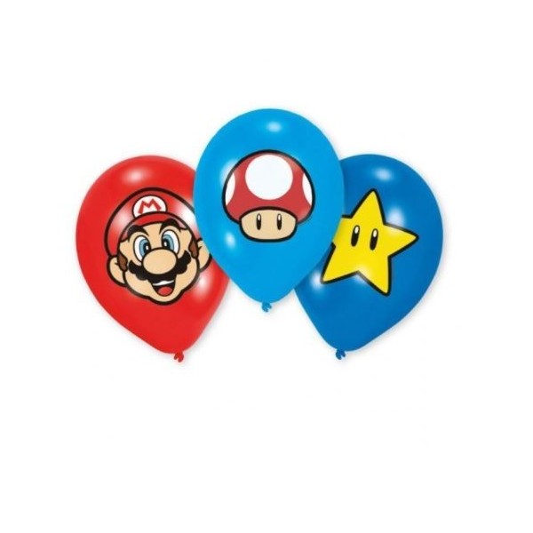 Globos Super Mario (6 Uds) 22.8Cm
