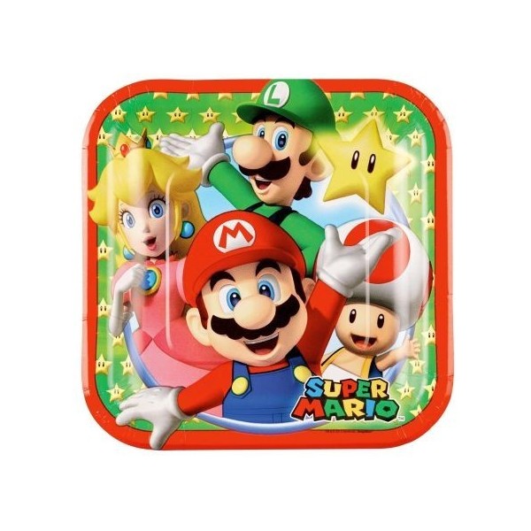 Super Mario Platos Papel 23Cm (8 Uds)