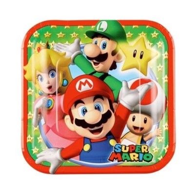 Super Mario Platos Papel 18Cm (8 Uds)