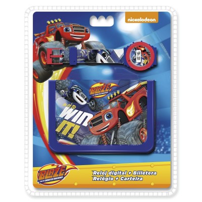 Kids Euroswan Set Con Billetera Y Reloj Digital Modelo Blaze, Compuesto, Multicolor, 25X7X20 Cm