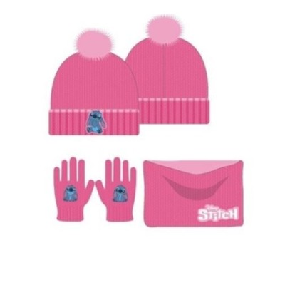 Stitch Set 3 Pcs Gorro,Braga Cuello Y Guantes