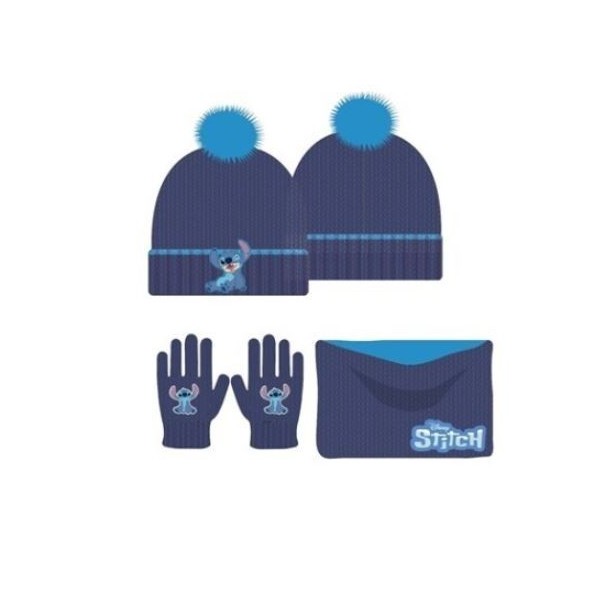 Stitch Set 3 Pcs Gorro,Braga Cuello Y Guantes