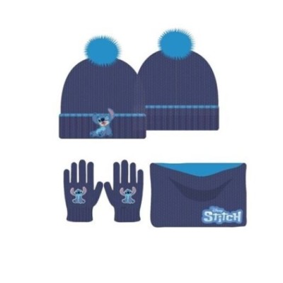 Stitch Set 3 Pcs Gorro,Braga Cuello Y Guantes