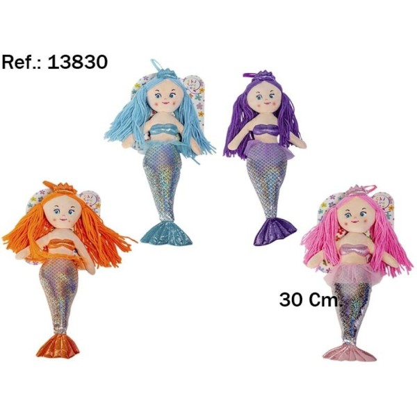 Peluche Trapo Muneca Sirenita 4Colores 30Cm