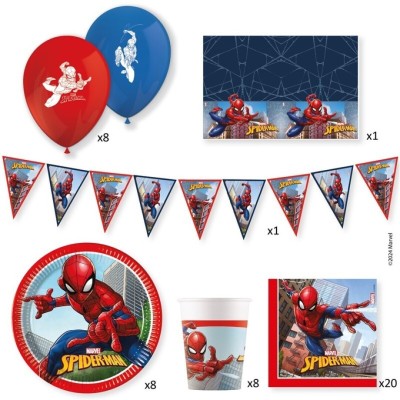 Spiderman Set 6 En Caja Fiesta