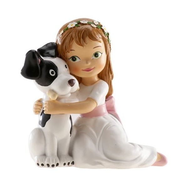 Figura De Comunion Nina Con Perro 13Cm