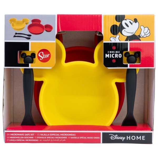 Mickey Set 4 Pcs Vajilla Pp Forma (Plato, Cuentco Y Cubiertos) En Caja