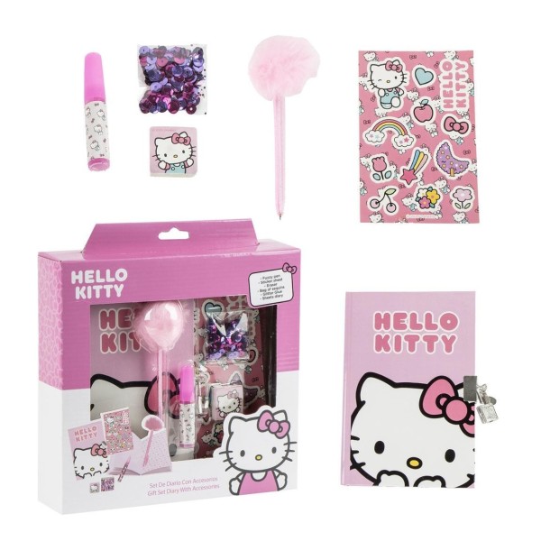 Hello Kitty Set Papeleria Diario Con Acesorios