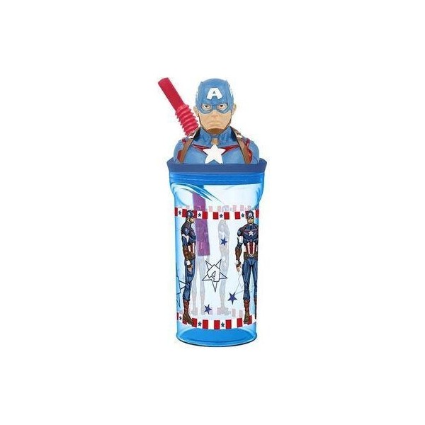 Capitan America Vaso Con Figurita 3D 360Ml