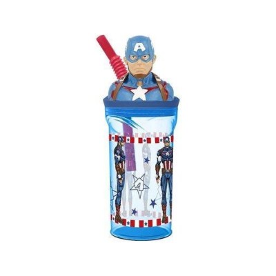 Capitan America Vaso Con Figurita 3D 360Ml