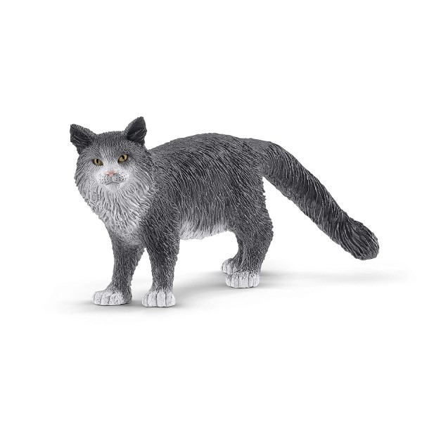 Schleich 13893 Gato Maine Coon, Farm World - Figura, 8 X 3 X 4 Cm