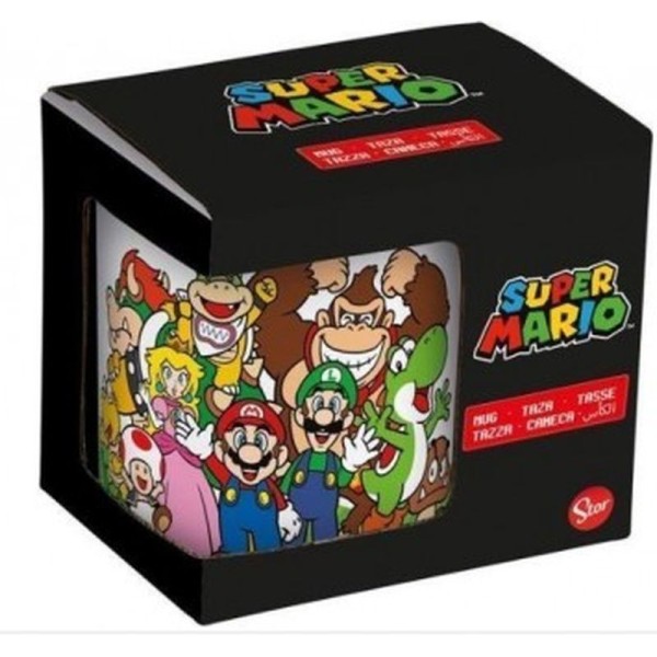 Super Mario Taza Ceramica Desayuno 325ml En Caja Regalo