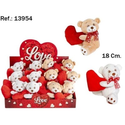 Oso Peluche corazon de lado 20Cm. En Exp. (12)