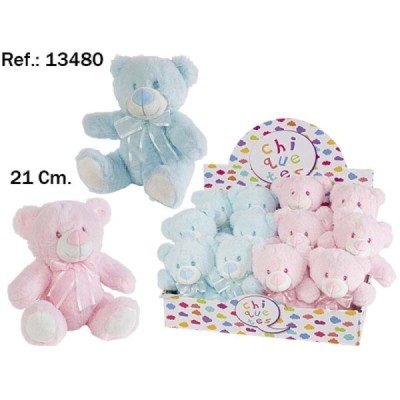 Oso Peluche rosa y azul 20Cm. En Exp. (12)