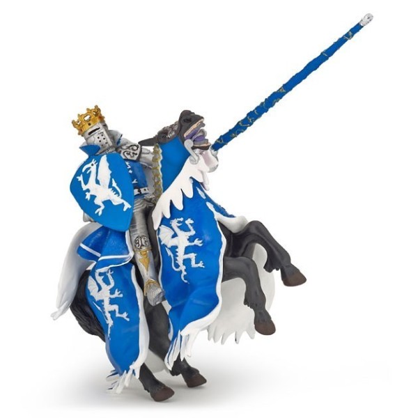 Rey Con Escudo Dragón Azul Y Caballo Rey Papo