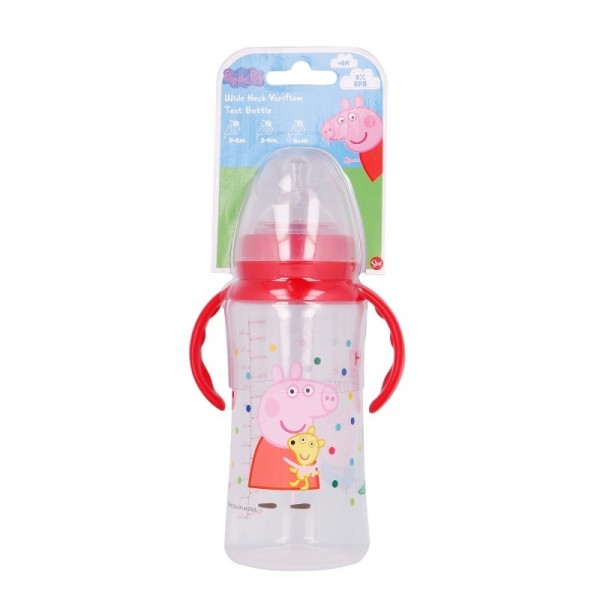 Biberon Cuello Ancho 360 Ml Tetina Silicona 3 Posiciones Con Asas Peppa Pig Little One