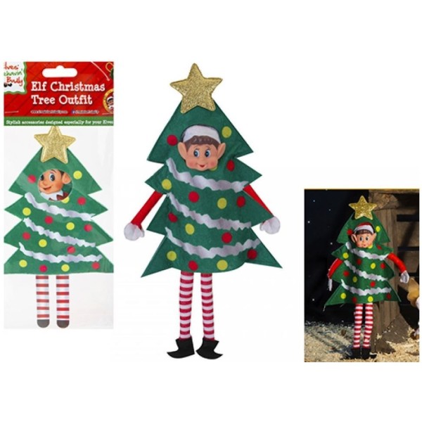 Juego De Árbol De Navidad De Elfo, Bolsa De Plástico Y Tarjeta De Presentación.