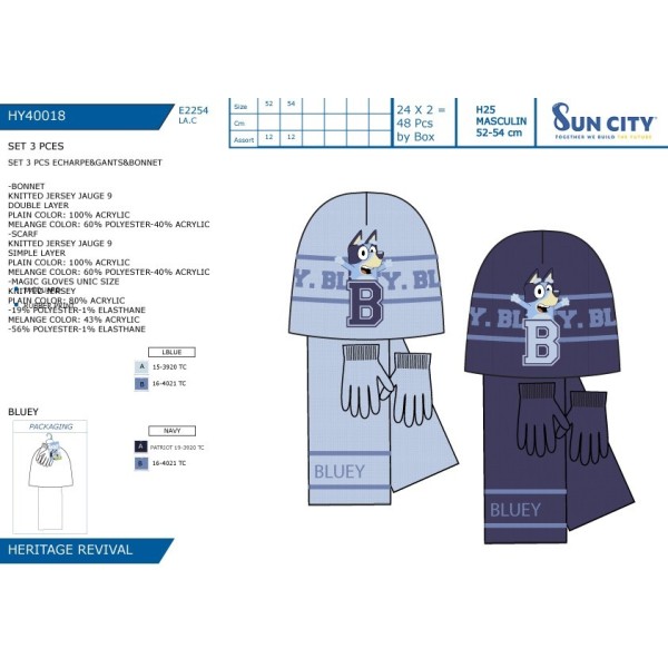 Gorro+Bufanda+Guantes Bluey