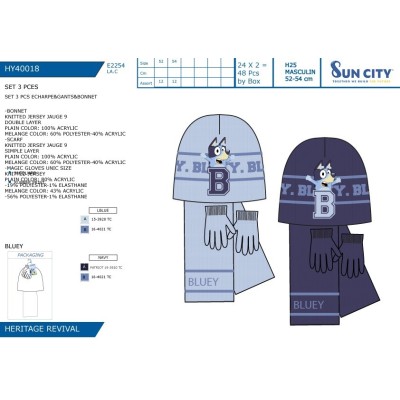 Gorro+Bufanda+Guantes Bluey