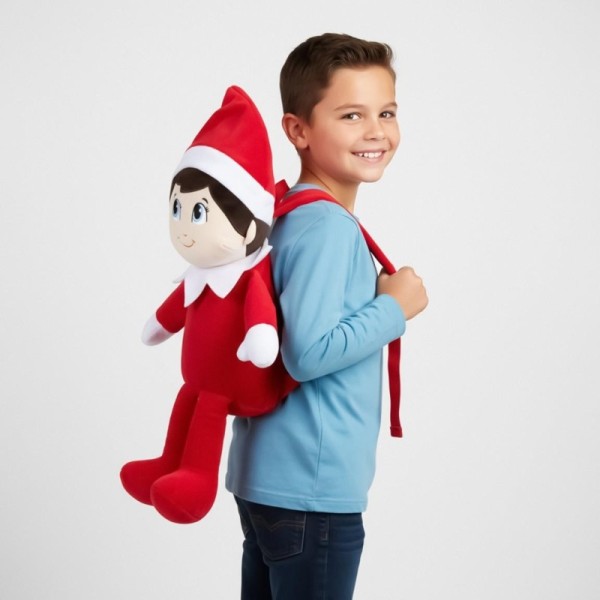 elfo peluche con mochila Rojo 50cm