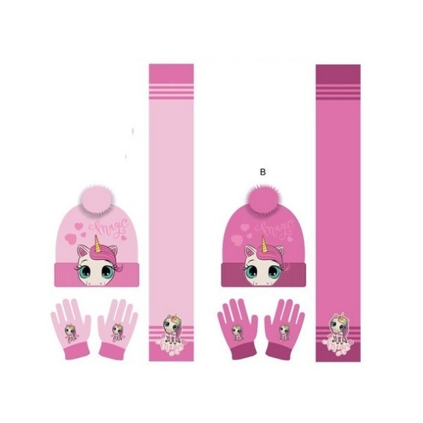 Unicornio Set3Pcs Gorro+Bufanda+Guantes
