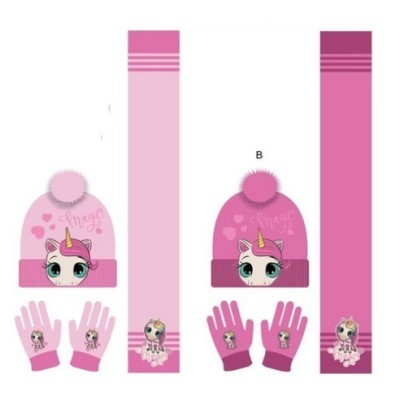 Unicornio Set3Pcs Gorro+Bufanda+Guantes