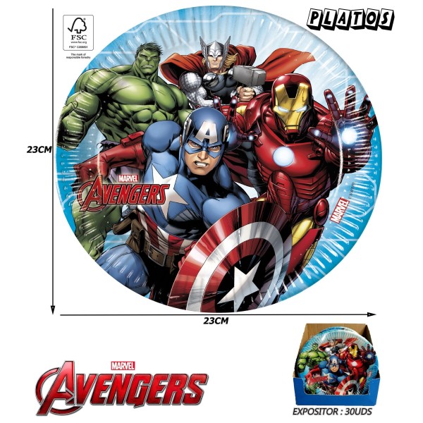 Avengers Platos Papel 23Cm (6 Uds)