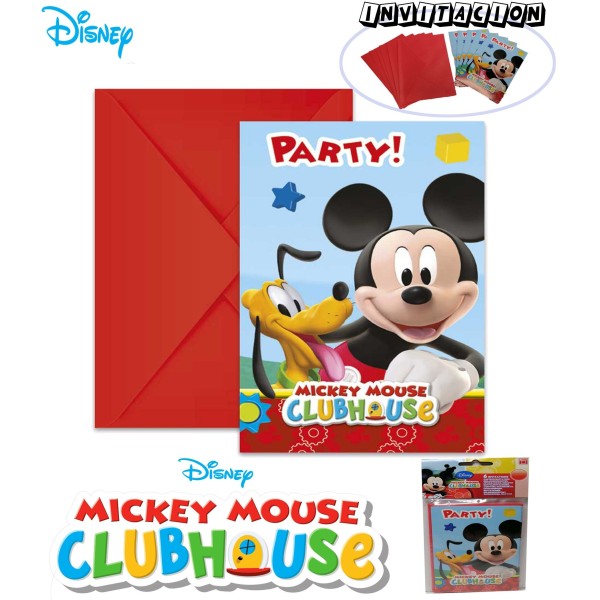 Tarjeta De Invitacion Playful Mickey  Pk -6Uds