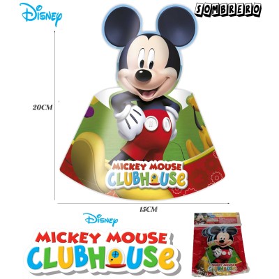 6 Gorros Cono 11X16 Cm.Mickey