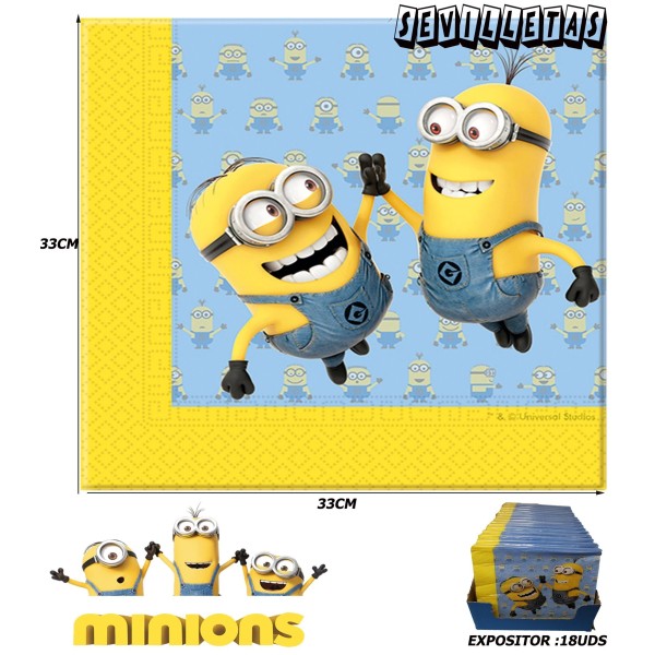 Servilletas De  Papel  2Capas Lovely Minions   Pk -20Uds